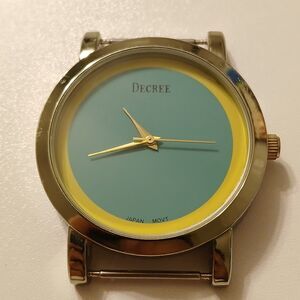 Decree Women's Green Yellow Round Gold Tone Dial Casual Watch Japan Movt